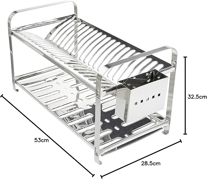 Escorredor Mak Inox Aço Inox 20 Pratos Porta Talheres Aço Inox