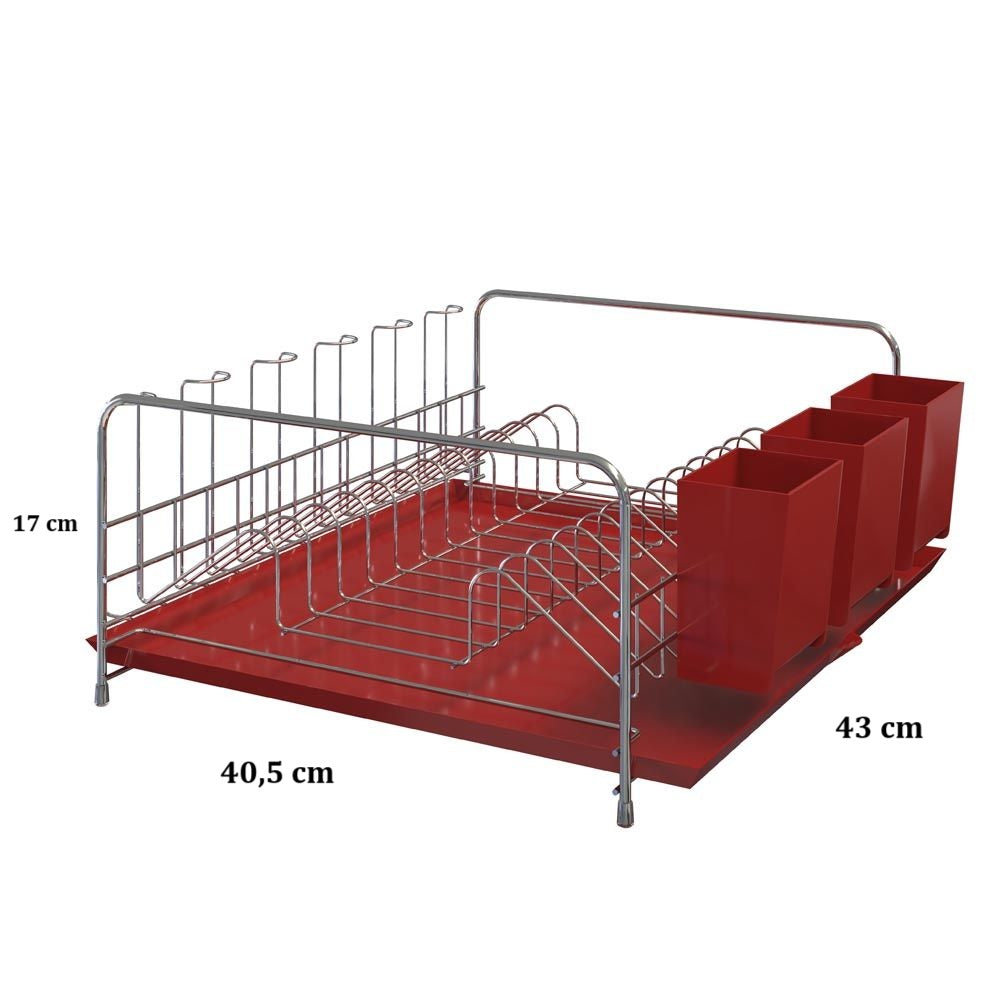 Escorredor de Louça Bali com Bandeja VERMELHO