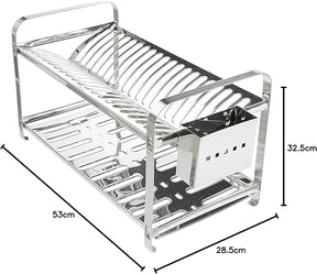 Escorredor Mak Inox Aço Inox 20 Pratos Porta Talheres Aço Inox