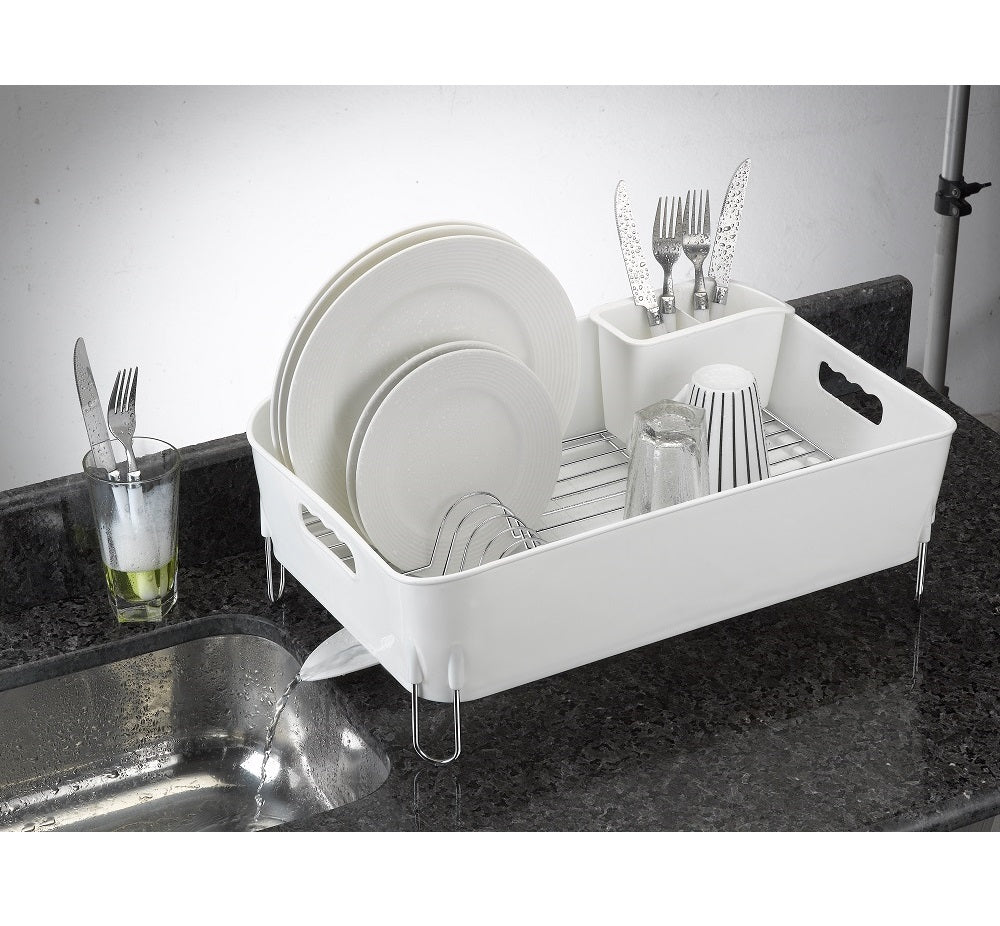 Escorredor de Louças Deluxe Branco 10 pratos com bica