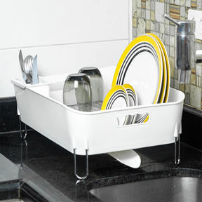 Escorredor de Louças Deluxe Branco 10 pratos com bica