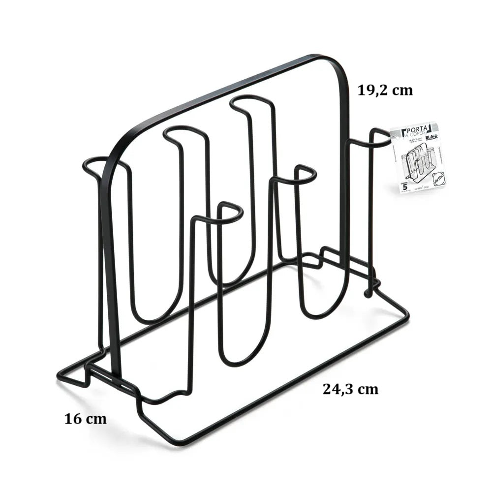Porta copos de mesa, escorredor de copo de pia PRETO