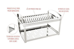 Escorredor de Louça Inox BRINOX 16 Pratos