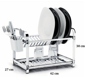 Escorredor Mak Inox Aço Inox 16 Pratos Porta Talheres Aço Inox
