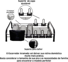 Escorredor de Louça Metaltru 12 pratos